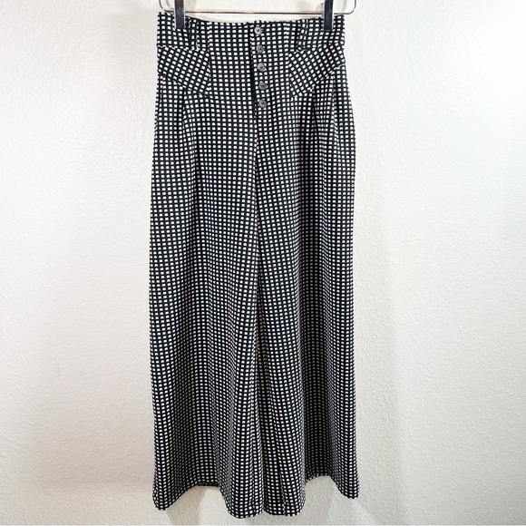 Anthropologie Pants - MAEVE black and white checkered high rise wide leg cropped pants